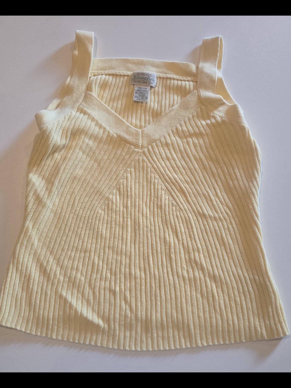 St. John's Bay Cream Ribbed V‑Neck Sweater Tank Top